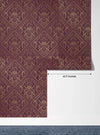 Gold Art Deco Wallpaper, Dark Red Background Mural, Oversized Custom Size Wall Art, Non-Woven, Non-Adhesive, Modern Wall Paper, Removable