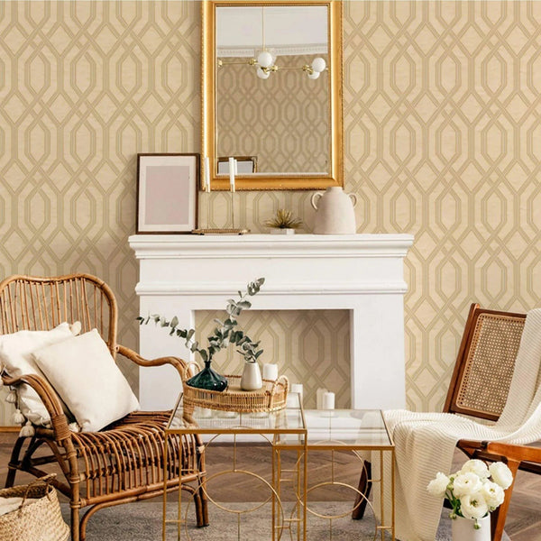 Geometric Wallpaper, 3D Embossed Modern Flocked Wallcovering, Beige, Silver Fabric Touch Contemporary Washable, Extra Large 177 sq ft Roll - Adawall Wallpaper - Registered Trade Accounts Only, Wallpaper Wholesale Account - 1502-2 - Adawall Wholesale - Wallpaper Wholesaler