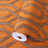 Geometric Wallpaper, 3D Embossed Modern Flocked Wallcovering, Orange, Silver Fabric Touch Contemporary Washable, Extra Large 177 sq ft Roll - Adawall Wallpaper - Registered Trade Accounts Only, Wallpaper Wholesale Account - 1502-4 - Adawall Wholesale - Wallpaper Wholesaler