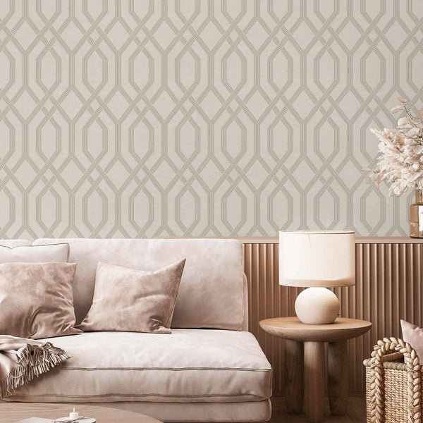 Geometric Wallpaper, 3D Embossed Modern Flocked Wallcovering, White, Silver Fabric Touch Contemporary Washable, Extra Large 177 sq ft Roll - Adawall Wallpaper - Registered Trade Accounts Only, Wallpaper Wholesale Account - 1502-1 - Adawall Wholesale - Wallpaper Wholesaler