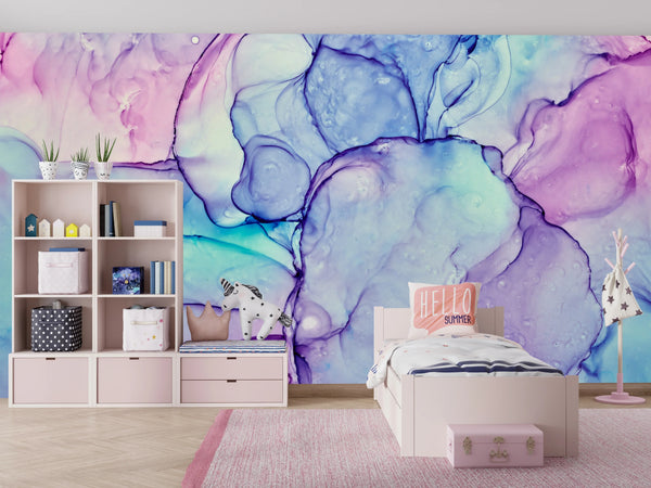 Alcohol Ink Colors Wallpaper, Abstract Mural, Oversized Custom Size Wall Art, Non-Woven, Non-Adhesive, Modern Wall Paper, Removable