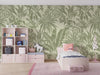 Botanic Plants Wallpaper, Green Mural, Oversized Custom Size Wall Art, Non-Woven, Non-Adhesive, Modern Wall Paper, Removable