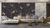 Gold Butterflies and Flowers Wallpaper, Black Background Mural, Oversized Custom Size Wall Art, Non - Woven, Non - Adhesive, Modern Wall Paper, Removable - Adawall Wallpaper - Registered Trade Accounts Only, Wallpaper Wholesale Account - W77807 - Adawall Wholesale - Wallpaper Wholesaler