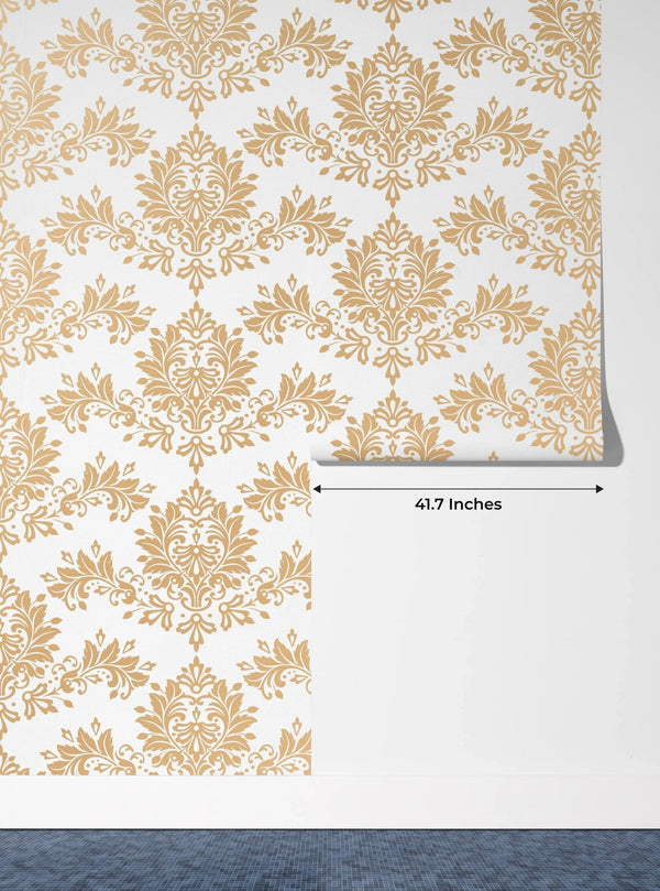 Gold Damask Wallpaper, Seamless Pattern Mural, Oversized Custom Size Wall Art, Non - Woven, Non - Adhesive, Modern Wall Paper, Removable - Adawall Wallpaper - Registered Trade Accounts Only, Wallpaper Wholesale Account - W77897 - Adawall Wholesale - Wallpaper Wholesaler