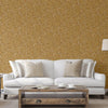 Gold Luxury Leaves Solid Color Shades Wallpaper, Deep Embossed Flocked Velvet Feeling Design - Walloro High End Wallcoverings & More