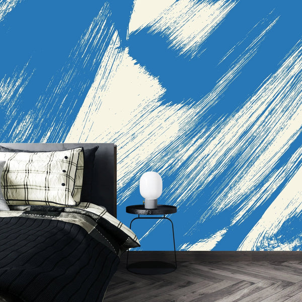 Grainy Blue Wallpaper, Brush Stroke Mural, Oversized Custom Size Wall Art, Non - Woven, Non - Adhesive, Modern Wall Paper, Removable - Adawall Wallpaper - Registered Trade Accounts Only, Wallpaper Wholesale Account - W77970 - Adawall Wholesale - Wallpaper Wholesaler