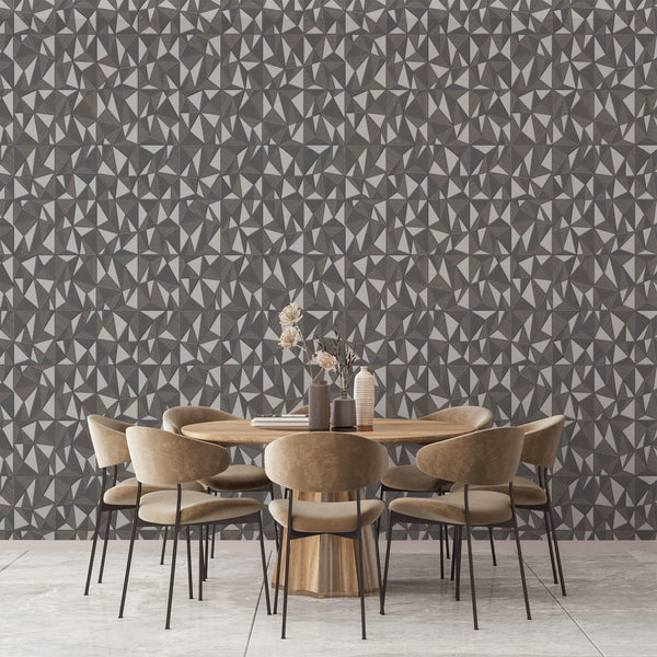 Gray Geometric Triangle Wallpaper, 3D Embossed Shiny Wallcovering, Abstract Pattern, Home Commercial Use - Adawall Wallpaper - Registered Trade Accounts Only, Wallpaper Wholesale Account - 23204-5 - Adawall Wholesale - Wallpaper Wholesaler