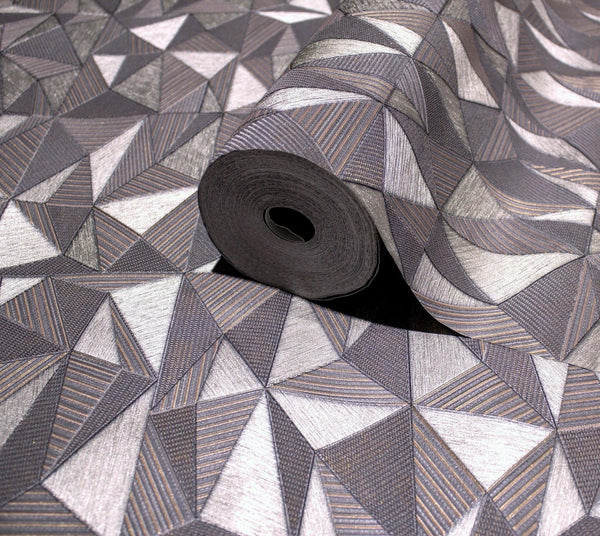 Gray Geometric Triangle Wallpaper, 3D Embossed Shiny Wallcovering, Abstract Pattern, Home Commercial Use - Adawall Wallpaper - Registered Trade Accounts Only, Wallpaper Wholesale Account - 23204-5 - Adawall Wholesale - Wallpaper Wholesaler