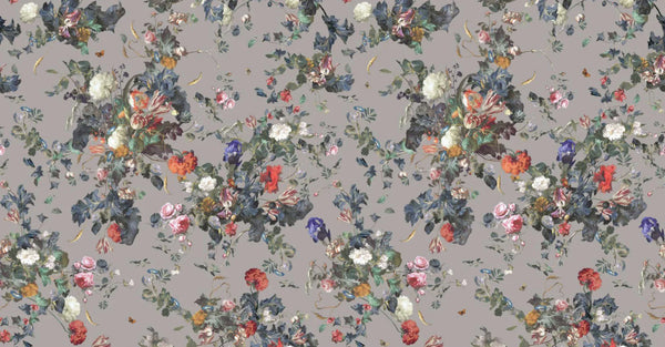 Gray Large Peony Floral Wall Mural, Floral Flowers Wallpaper, Oversized Elegant Custom Size Wall Art, Non-Woven, Non-Pasted, Removable - Walloro High End Wallcoverings & More