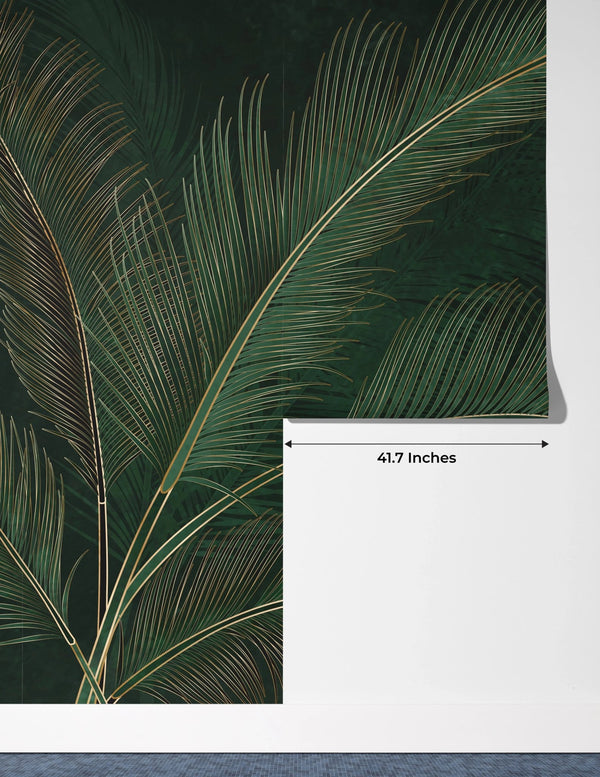 Green Exotic Palm Leaves Wallpaper, Dark Luxury Art Background Mural, Oversized Custom Size Wall Art, Non - Woven, Non - Adhesive, Modern Wall Paper, Removable - Adawall Wallpaper - Registered Trade Accounts Only, Wallpaper Wholesale Account - W77513 - Adawall Wholesale - Wallpaper Wholesaler