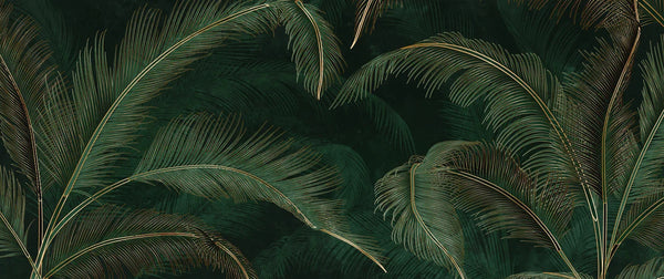 Green Exotic Palm Leaves Wallpaper, Dark Luxury Art Background Mural, Oversized Custom Size Wall Art, Non - Woven, Non - Adhesive, Modern Wall Paper, Removable - Adawall Wallpaper - Registered Trade Accounts Only, Wallpaper Wholesale Account - W77513 - Adawall Wholesale - Wallpaper Wholesaler