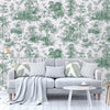 Green Tropical Toile Textured Wallpaper, Stylish Plants Animals Jungle Forest Theme Wallcovering - Adawall Wallpaper - Registered Trade Accounts Only, Wallpaper Wholesale Account - 9909-3 - Adawall Wholesale - Wallpaper Wholesaler