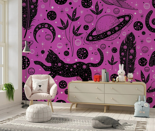 Halloween Style, Cats Wallpaper, Seamless Pattern Mural, Oversized Custom Size Wall Art, Non - Woven, Non - Adhesive, Modern Wall Paper, Removable - Adawall Wallpaper - Registered Trade Accounts Only, Wallpaper Wholesale Account - W77874 - Adawall Wholesale - Wallpaper Wholesaler