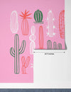 Hand Drawn Cactus Wallpaper, Pink Background Mural, Oversized Custom Size Wall Art, Non - Woven, Non - Adhesive, Modern Wall Paper, Removable - Adawall Wallpaper - Registered Trade Accounts Only, Wallpaper Wholesale Account - W78206 - Adawall Wholesale - Wallpaper Wholesaler