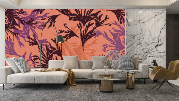 Hand Drawn Leaf Wallpaper, Seamless Pattern Mural, Oversized Custom Size Wall Art, Non - Woven, Non - Adhesive, Modern Wall Paper, Removable - Adawall Wallpaper - Registered Trade Accounts Only, Wallpaper Wholesale Account - W78179 - Adawall Wholesale - Wallpaper Wholesaler