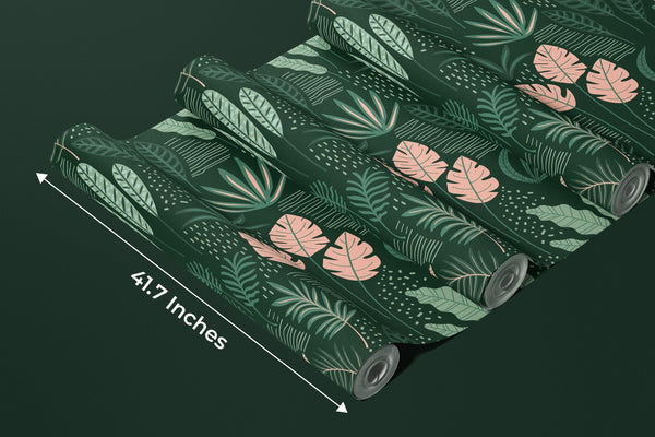 Hand Drawn Tropical Leaves Wallpaper, Seamless Pattern Mural, Oversized Custom Size Wall Art, Non - Woven, Non - Adhesive, Modern Wall Paper, Removable - Adawall Wallpaper - Registered Trade Accounts Only, Wallpaper Wholesale Account - W78026 - Adawall Wholesale - Wallpaper Wholesaler