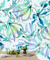 Hand Painted Flowers Shibori Wallpaper, Blue and Green Mural, Oversized Custom Size Wall Art, Non - Woven, Non - Adhesive, Modern Wall Paper, Removable - Adawall Wallpaper - Registered Trade Accounts Only, Wallpaper Wholesale Account - W77578 - Adawall Wholesale - Wallpaper Wholesaler
