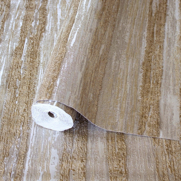 Horizontal Striped Wallpaper, Brown Shiny Glossy Luxry Non-Woven Wallcovering, Non-Woven, Non-Pasted - Walloro High End Wallcoverings & More