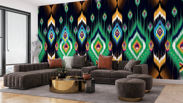 Ikat Ethnic Wallpaper, Abstract Mexican Mural, Oversized Custom Size Wall Art, Non - Woven, Non - Adhesive, Modern Wall Paper, Removable - Adawall Wallpaper - Registered Trade Accounts Only, Wallpaper Wholesale Account - W77871 - Adawall Wholesale - Wallpaper Wholesaler