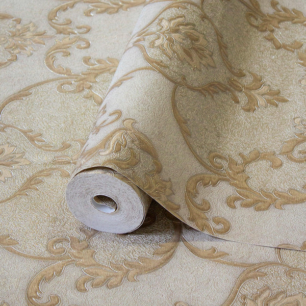 Italian Damask Embossed Wallpaper, Beige, Yellow Sparkling Neutral Colors Luxury Wallcovering, 3D Textured, Non - Woven, Non - Pasted - Adawall Wallpaper - Registered Trade Accounts Only, Wallpaper Wholesale Account - 1403-5 - Adawall Wholesale - Wallpaper Wholesaler