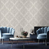 Italian Damask Embossed Wallpaper, Light Gray Sparkling Neutral Colors Luxury Wallcovering, 3D Textured, Non-Woven, Non-Pasted - Walloro High End Wallcoverings & More