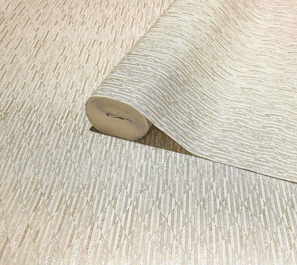 Ivory Diamond Shapes Wallpaper, Shiny 3D Deep Embossed Lines Stylish Modern Wallcovering - Adawall Wallpaper - Registered Trade Accounts Only, Wallpaper Wholesale Account - 23205-1 - Adawall Wholesale - Wallpaper Wholesaler