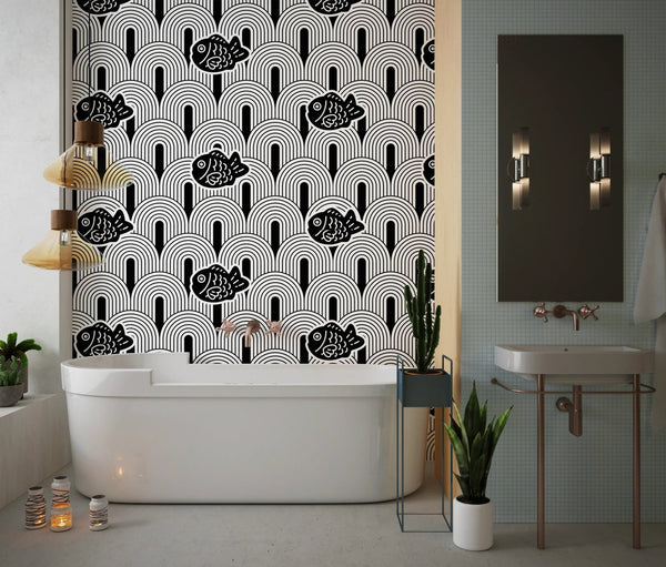 Japan Wave Wallpaper, Seamless Pattern Mural, Oversized Custom Size Wall Art, Non - Woven, Non - Adhesive, Modern Wall Paper, Removable - Adawall Wallpaper - Registered Trade Accounts Only, Wallpaper Wholesale Account - W77793 - Adawall Wholesale - Wallpaper Wholesaler