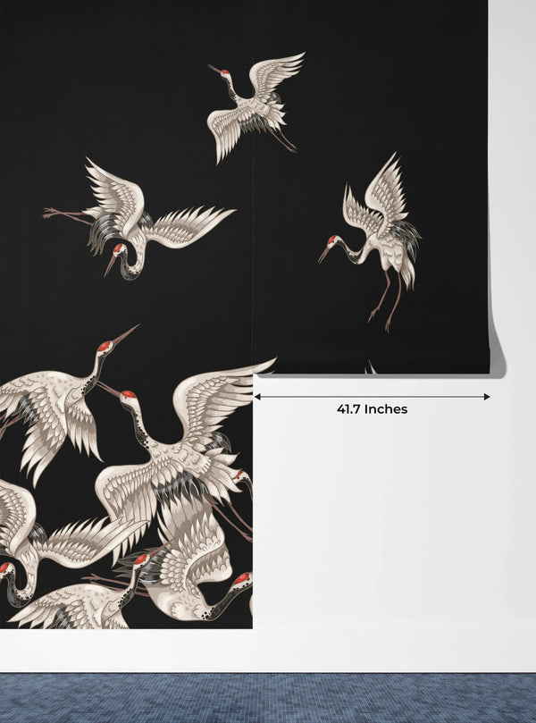 Japanese White Cranes Wallpaper, Seamless Pattern Mural, Oversized Custom Size Wall Art, Non - Woven, Non - Adhesive, Modern Wall Paper, Removable - Adawall Wallpaper - Registered Trade Accounts Only, Wallpaper Wholesale Account - W77686 - Adawall Wholesale - Wallpaper Wholesaler