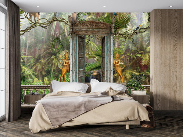 Jungle Landscape Wallpaper, Animals Mural, Oversized Custom Size Wall Art, Non - Woven, Non - Adhesive, Modern Wall Paper, Removable - Adawall Wallpaper - Registered Trade Accounts Only, Wallpaper Wholesale Account - W78112 - Adawall Wholesale - Wallpaper Wholesaler