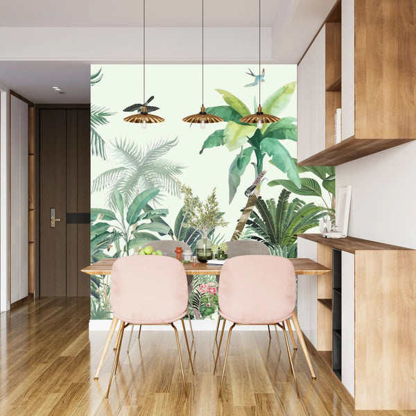 Jungle Palms Wallpaper, Birds Mural, Oversized Custom Size Wall Art, Non - Woven, Non - Adhesive, Modern Wall Paper, Removable - Adawall Wallpaper - Registered Trade Accounts Only, Wallpaper Wholesale Account - W77776 - Adawall Wholesale - Wallpaper Wholesaler