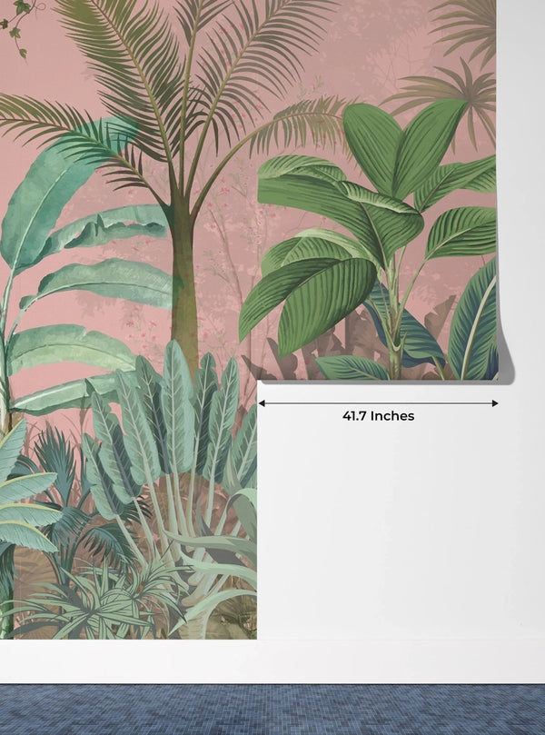 Jungle Wallpaper, Pink Sky Mural, Oversized Custom Size Wall Art, Non - Woven, Non - Adhesive, Modern Wall Paper, Removable - Adawall Wallpaper - Registered Trade Accounts Only, Wallpaper Wholesale Account - W77709 - Adawall Wholesale - Wallpaper Wholesaler