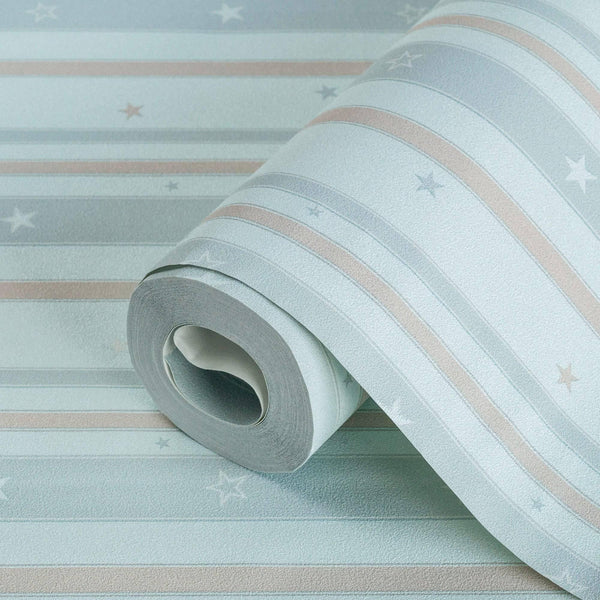 Kids Room Striped Textured Wallpaper, Blue Colorful, Boys Girls Bedroom Wallpaper, Nursery Wallpaper, 114 sq ft, Kids Bathroom Wallpaper - Walloro High End Wallcoverings & More