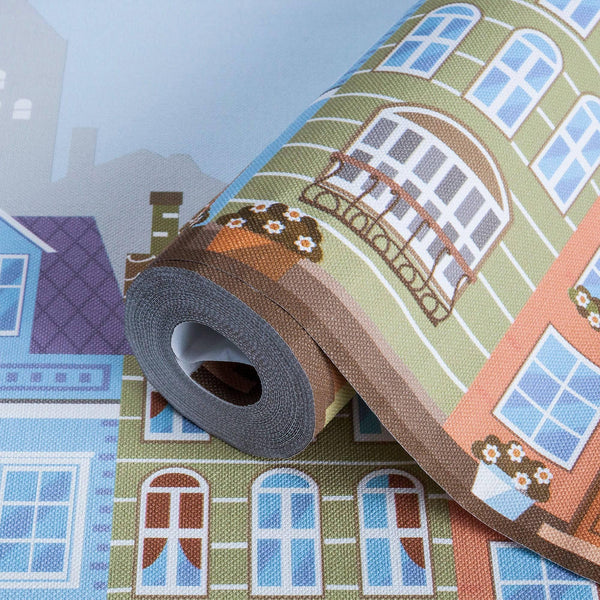 Kids Room Wallpaper, Textured Wallpaper, Apartments Cityscape Theme Boys Girls Bedroom Wall Paper, Nursery Wallcovering, 114 sq ft, Unisex - Adawall Wallpaper - Registered Trade Accounts Only, Wallpaper Wholesale Account - 8903-1 - Adawall Wholesale - Wallpaper Wholesaler