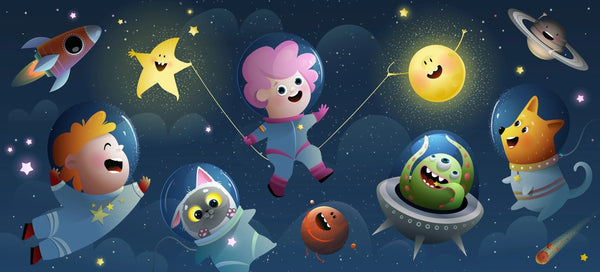 Kids Space Travel Wallpaper, Alien and Pets Mural, Oversized Custom Size Wall Art, Non - Woven, Non - Adhesive, Modern Wall Paper, Removable - Adawall Wallpaper - Registered Trade Accounts Only, Wallpaper Wholesale Account - W78119 - Adawall Wholesale - Wallpaper Wholesaler