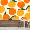 Mandarins, Beige Background Wallpaper, Seamless Pattern Mural, Oversized Custom Size Wall Art, Non-Woven, Non-Adhesive, Modern Wall Paper, Removable