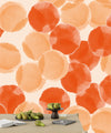 Orange Watercolor Shapes and Stains Wallpaper, Seamless Pattern Mural, Oversized Custom Size Wall Art, Non-Woven, Non-Adhesive, Modern Wall Paper, Removable