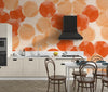 Orange Watercolor Shapes and Stains Wallpaper, Seamless Pattern Mural, Oversized Custom Size Wall Art, Non-Woven, Non-Adhesive, Modern Wall Paper, Removable