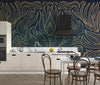 Art Deco Wallpaper, Wavy Flower Mural, Oversized Custom Size Wall Art, Non-Woven, Non-Adhesive, Modern Wall Paper, Removable