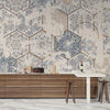 Vintage Tile Wallpaper, Hexagon Pattern Mural, Oversized Custom Size Wall Art, Non-Woven, Non-Adhesive, Modern Wall Paper, Removable