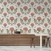 Floral Wallpaper, Boho Mural, Oversized Custom Size Wall Art, Non-Woven, Non-Adhesive, Modern Wall Paper, Removable
