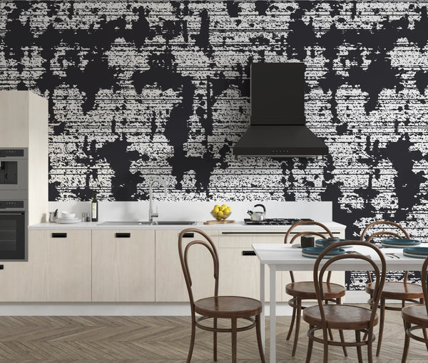 Black Grunge Texture Wallpaper, White Background Mural, Oversized Custom Size Wall Art, Non-Woven, Non-Adhesive, Modern Wall Paper, Removable