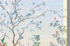Large Chinoiserie Blossom Floral Wallpaper, Blue Ombre Flowers Birds Wall Mural, Custom Size Wall Covering, Non-Woven, Non-Pasted, Removable - Walloro High End Wallcoverings & More