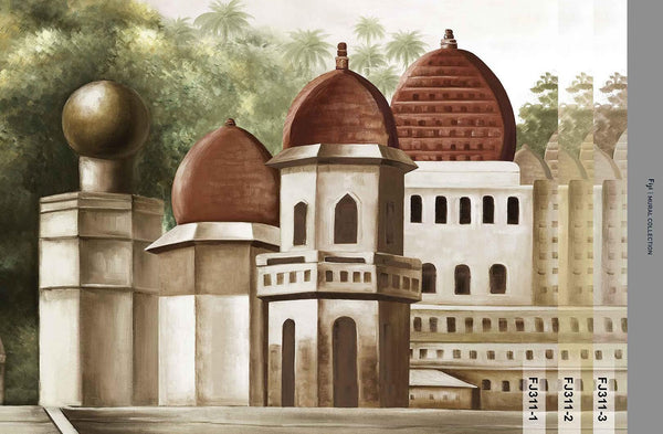 Large Tropical Indian Theme Wall Mural, India Early Morning Wallpaper, Brown Customized Wall Covering, Non - Woven, Non - Pasted, Washable, Removable - Adawall Wallpaper - Registered Trade Accounts Only, Wallpaper Wholesale Account - FJ311-1 - Adawall Wholesale - Wallpaper Wholesaler