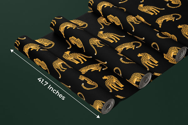 Leopards, Black Background Wallpaper, Seamless Pattern Mural, Oversized Custom Size Wall Art, Non - Woven, Non - Adhesive, Modern Wall Paper, Removable - Adawall Wallpaper - Registered Trade Accounts Only, Wallpaper Wholesale Account - W78043 - Adawall Wholesale - Wallpaper Wholesaler