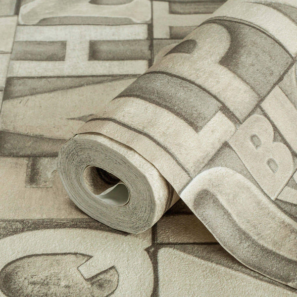 Letters Wallpaper, Rich Textured Wallcovering, Traditional, Light Color, Extra Large 114 sq ft Roll, Washable, Alphabet Wallpaper - Adawall Wallpaper - Registered Trade Accounts Only, Wallpaper Wholesale Account - 4704-2 - Adawall Wholesale - Wallpaper Wholesaler