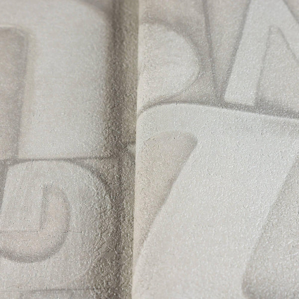 Letters Wallpaper, Rich Textured Wallcovering, Traditional, White Light Color, Extra Large 114 sq ft Roll, Washable, Alphabet Wallpaper - Walloro High End Wallcoverings & More