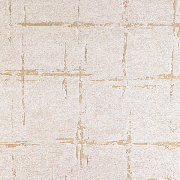 Light Beige Abstract Metallic Lines Wallpaper, 3D Deep Embosed Silver Gold Rustic Geometric Interior Decor - Walloro High End Wallcoverings & More