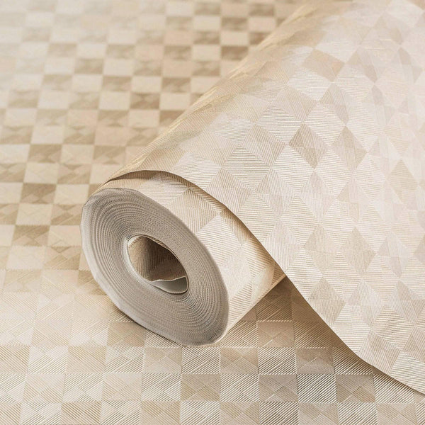 Light Beige Solid Color Square Pattern Wallpaper, 3D Embossed Glossy Sleek Checkered Geometric Wall Paper - Adawall Wallpaper - Registered Trade Accounts Only, Wallpaper Wholesale Account - 1103-3 - Adawall Wholesale - Wallpaper Wholesaler