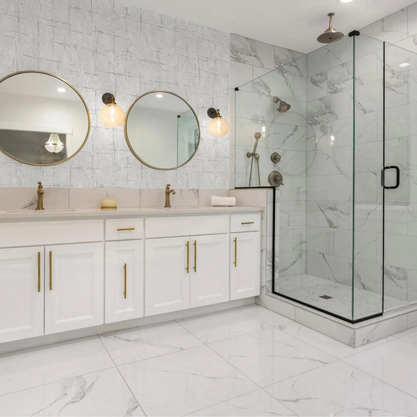 Light Gray Abstract Metallic Lines Wallpaper, 3D Deep Embosed Silver Gold Rustic Geometric Interior Decor - Walloro High End Wallcoverings & More