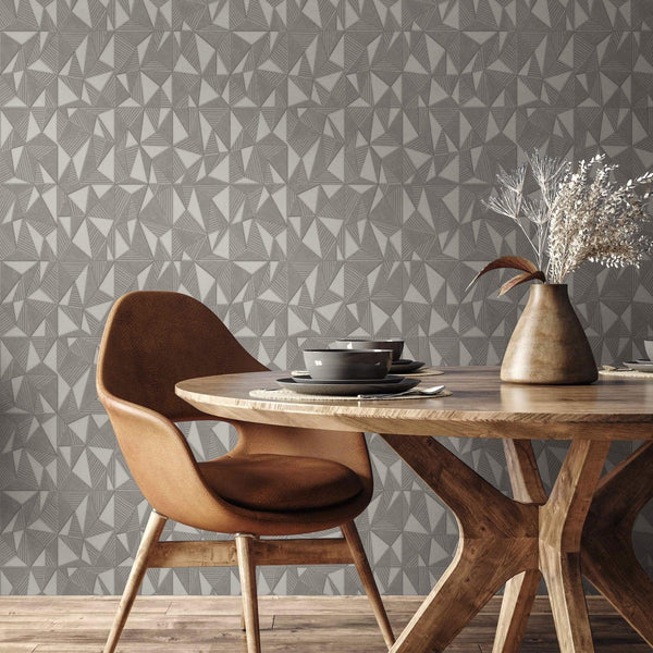 Light Gray Geometric Triangle Wallpaper, 3D Embossed Shiny Wallcovering, Abstract Pattern, Home Commercial Use - Adawall Wallpaper - Registered Trade Accounts Only, Wallpaper Wholesale Account - 23204-3 - Adawall Wholesale - Wallpaper Wholesaler